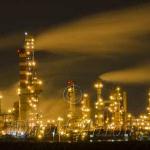 Oil and gas are an important part of the Alberta economy.  Refinery at night.